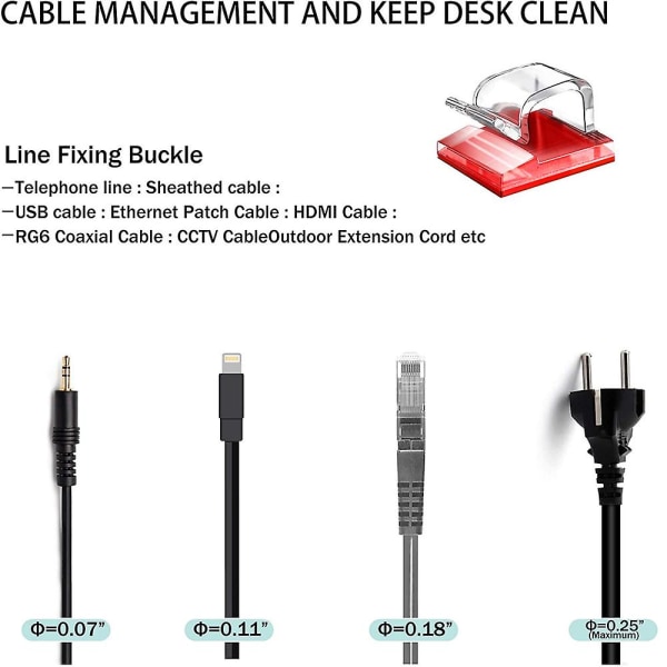 100 stk. Justerbare Cable Management Clips, selvklæbende kabel Org