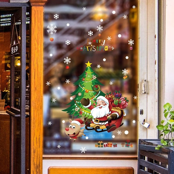 God Jul Fönsterdekaler, Jultomte Julgran