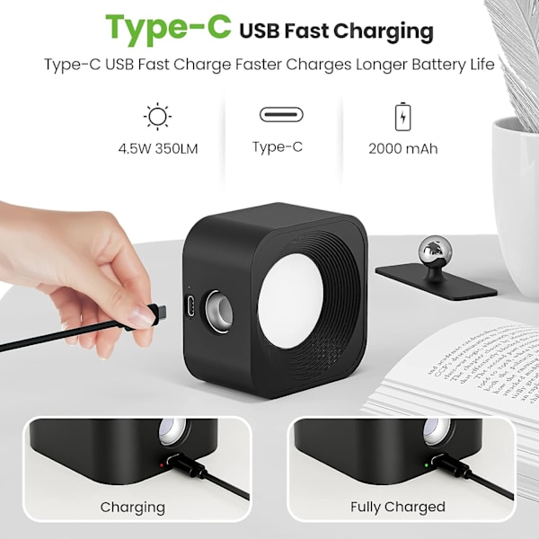 Vegglampe, LED-vegglampe med lang batterilevetid, USB-oppladbar, Tou