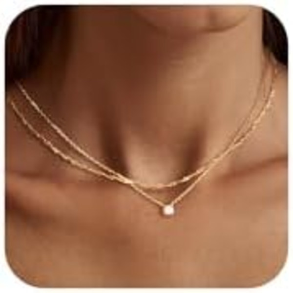 Diamanthalskjeder for kvinner, delikate 14k gull/sterlingsølv choker halskjede enkle gullbelagte CZ smykker halskjeder for