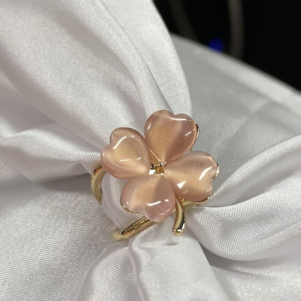1 ST Clover Leaf Silke Scarves Ring Clip Brosch för Kvinnor Flickor Guldpläterad Konstgjord Färg Födelsesten Lyckoklöver F