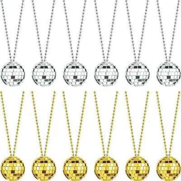 12 stycken guld- och silverfärgade discokuls halsband 70-tals discofest halsband för Halloween-festpresenter, heminredning