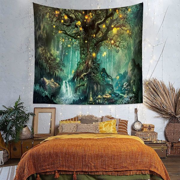 Tenture Murale Arbre de Vie, Tapisserie Psychédélique Tapiss