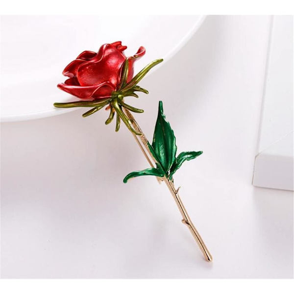 1 st Classic Emalj Rosblomm Brosch för Kvinnor Legering Rosblomm Bröllop Kontor Casual Brosch Nål Mode Lyx