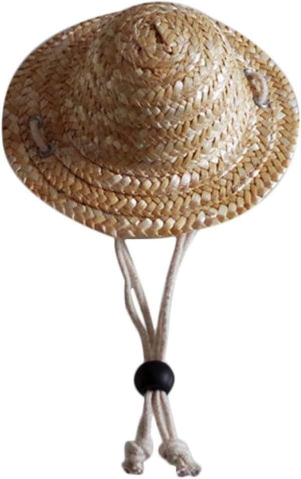 (Beige) Tilbehør Hat for Hunder, Reise Nyhet Halm Hatter Sol H