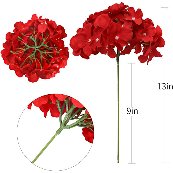 10 st konstgjorda hortensior, konstgjorda hortensia blomhuvuden