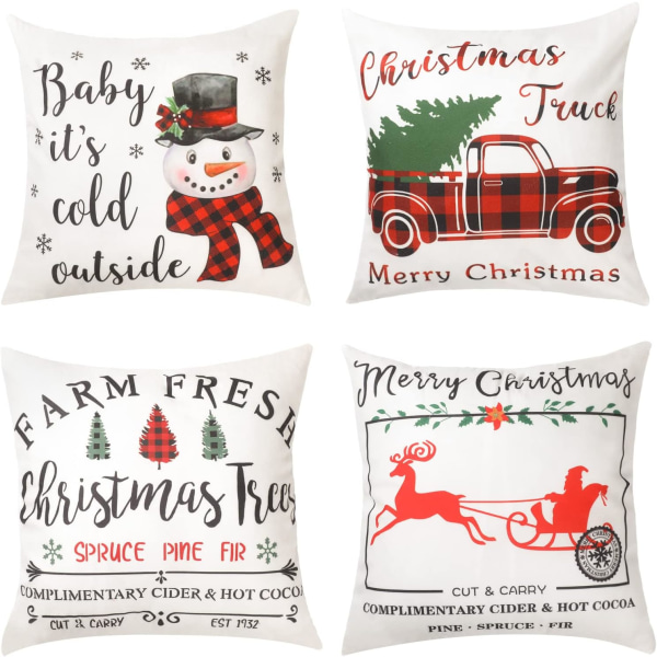 4 Christmas Pillow Covers Christmas Pillow Covers with Hidden Zip