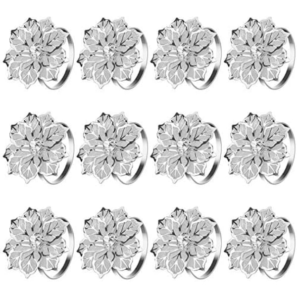 Hollow Out Flower Napkin Ring Holder Metal Napkin Rings Set of 20 for Wedding Party Holiday Banquet Christmas Dinner Del