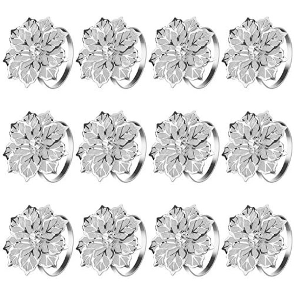 Hule Blomster Serviettringholder Metall Serviettringer Sett med 20 for Bryllup Fest Høytidsbankett Julemiddag Del