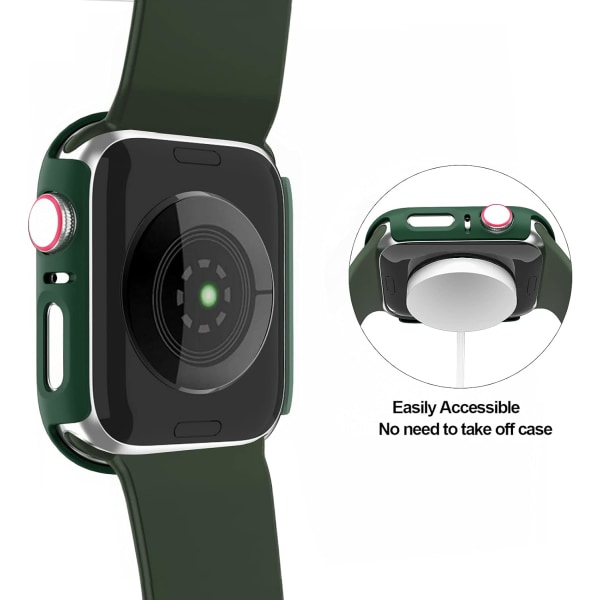 (Brun) Etui Kompatibel med Apple Watch 44MM, 2 i 1 Beskyttelse PC Herding Etui og HD Herdet Gl