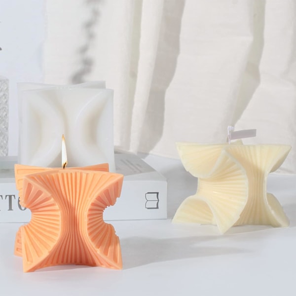 1 stk Twist Fan-Formet Lysforme Magic Cube Harpiksstøbe Silikonform til Aromaterapi Lys Voks Polymer Lær DI