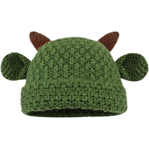 Vinterstickad Beaniehatt med Satinfoder, Konstpäls Pompom, Mjuk Enfärgad Hatt med Kant för Kvinnor...