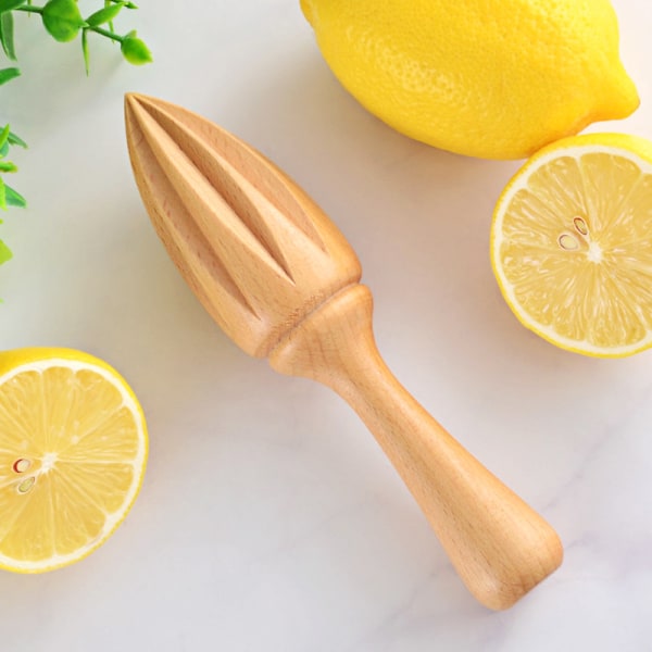 2 stk Træ Citruspresser Citron Håndsaftpresser Bøg Træ Håndholdt Citrussaftpresser Nem at Holde Køkken Saftpresser Manuel