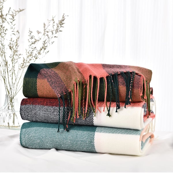 Dametøj Vinterhalsklæde, Mode Cashmere Følelse Plaid Halsklæder til Kvinder, Pashmina Sjal og Wraps, Langt Tæppe Halsklæde