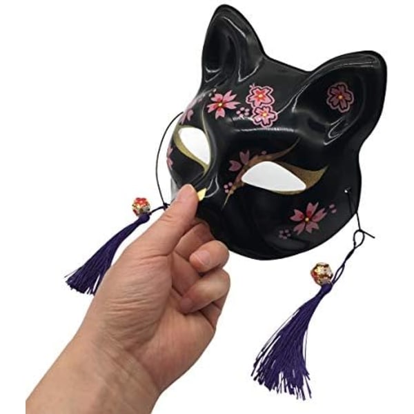 Räv Mask för Halloween Kostym, Djur Cosplay Kabuki Halv Ansikte Kattmasker Maskeradfest