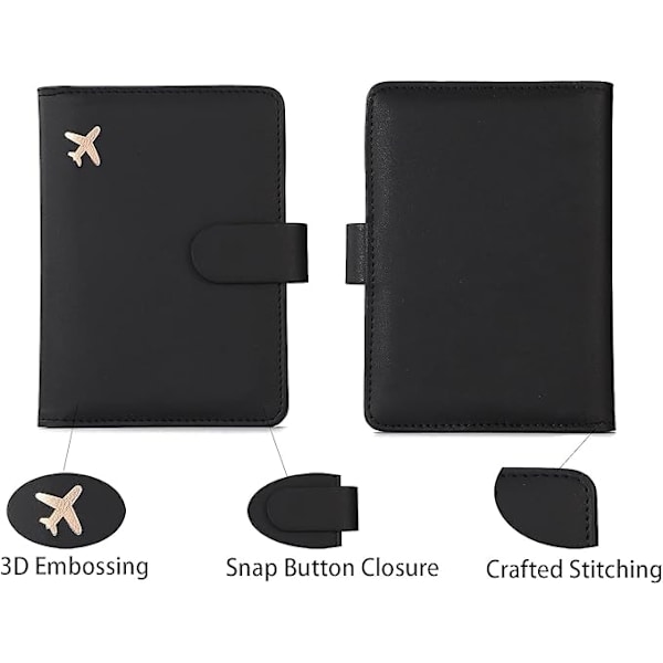 (Svart) Premium Läder Passfodral Skydd, Vattentät RFID-Blockerings Reseplånbok Pass Co