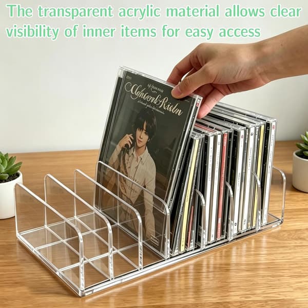 CD-opbevaring Akryl CD-holdere til CD'er og DVD'er | 17 × 12,5 × 4,5 cm, DVD-opbevaring 7 (1 stk. Transparent)
