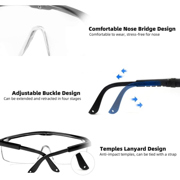 3 anti-dug og UV og anti-ridse beskyttelsesbriller til wo