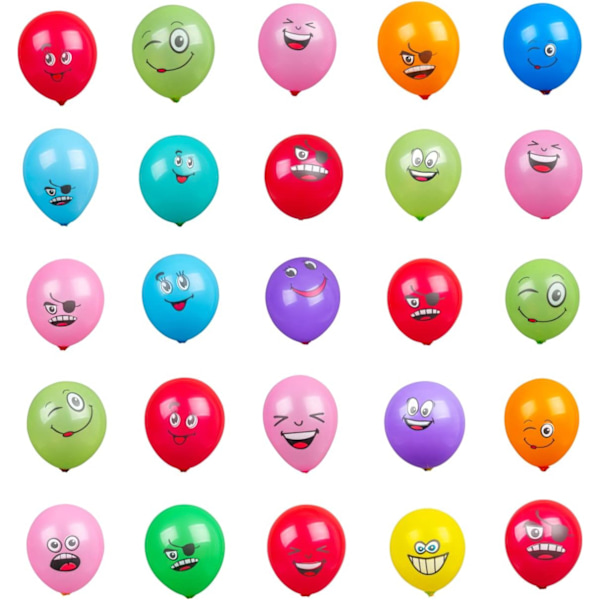 （Assortert）100 stk Emoji Latex 12\" Ballonger med gjenbrukbare pinner Stativ Bursdag Jul Kommunion Festartikler Morsomt