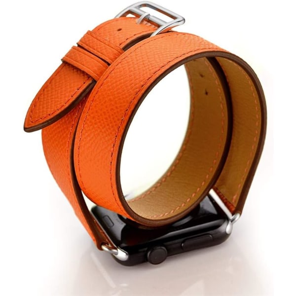 Oransje armbånd kompatibel med Apple Watch 41mm 40mm 38mm Cuir