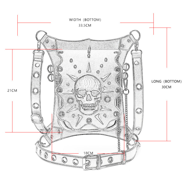 Steampunk vyölaukku Fanny Pack Skull Nahkainen Reisi Jalkaterä Lonkka H