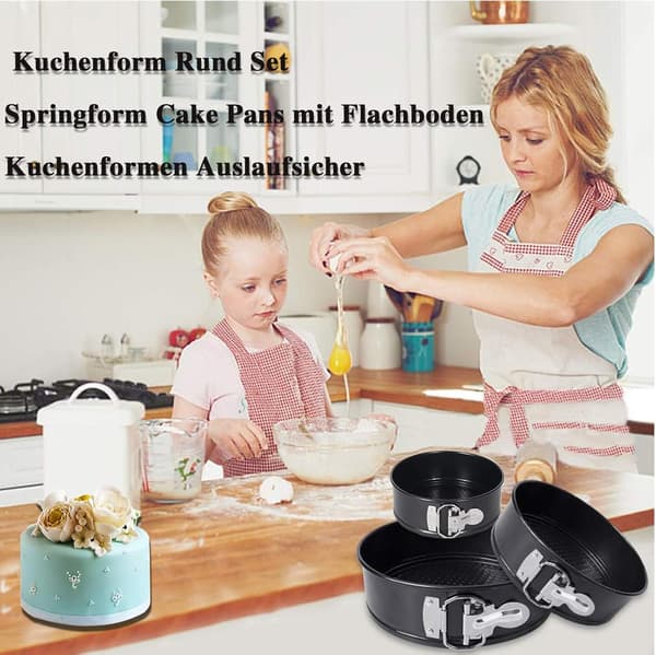 3-delt kakeformsett, Slippbelegg Springform, Løs Bakeplate, Ostekakeform, med Avtakbar Bunn