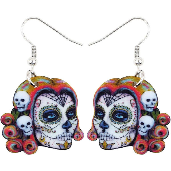 Akryl Drop Dangle Novelty Halloween Skalle Ørepynt Punk Smykker For Kvinner Festgaver Gave