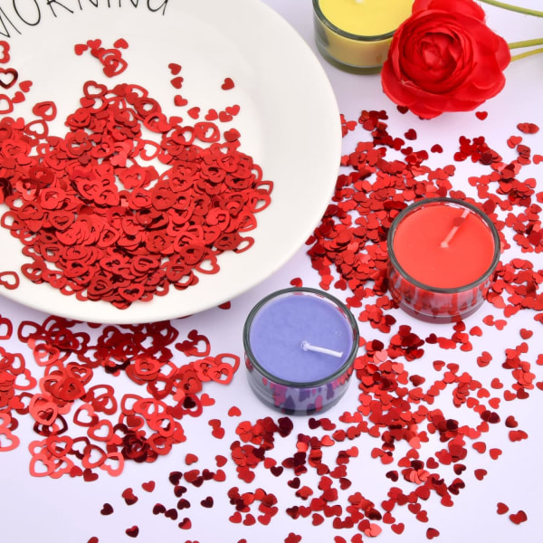 30g rødt hjerte konfetti papir, metallisk glitter bordkonfetti, rød romantisk konfetti dekoration, for