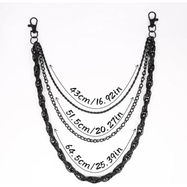 Farkkujen ketjut miehille Hip-hop Emo Biker Cool Chains Vyö Unisex Punk Ketjut Housuihin