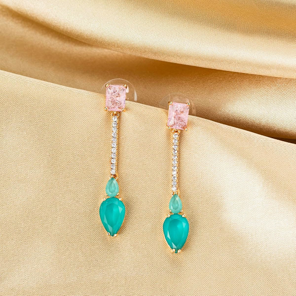 Krystall Tåredråpe Hengeløkker Ørepynt for Kvinner Rhinestone Kubisk Zirkonia Fødselsstein Rosa Blå Lysekrone Ørepynt for M