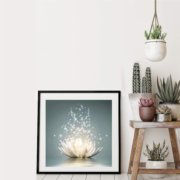 (40x30cm)DIY 5D#1 Diamantmaleri Kit Complet, Lotus Diamant Pe