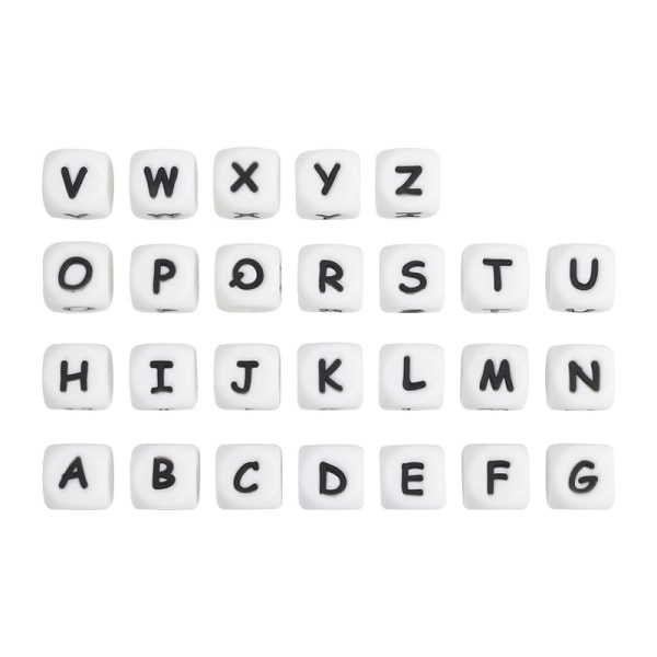 156 alfabetperler "A-Z" Akryl firkantede perler blandet