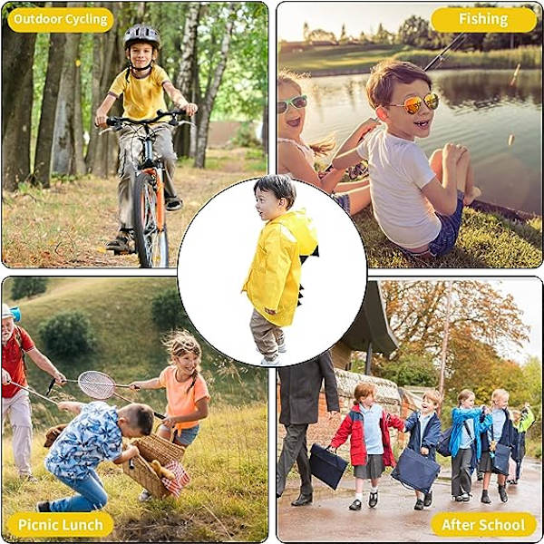 Gul regnrock för barn, 5-8 år, regnponcho med huva för flickor