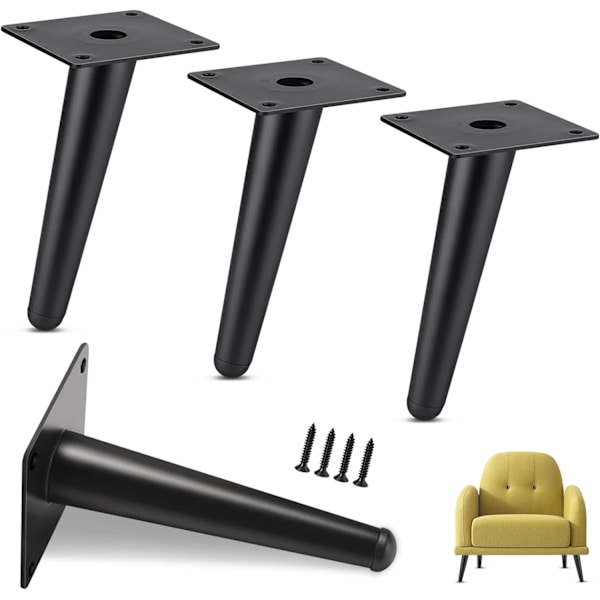 Set med 4 st möbelben, 20 cm metallskåpsben, koniska bordsben, möbelben för skåp