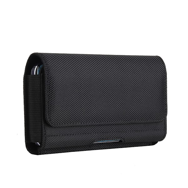 (Size S) Black solid Oxford cloth mobile phone waist bag suitable for daily life commuting wear-resi