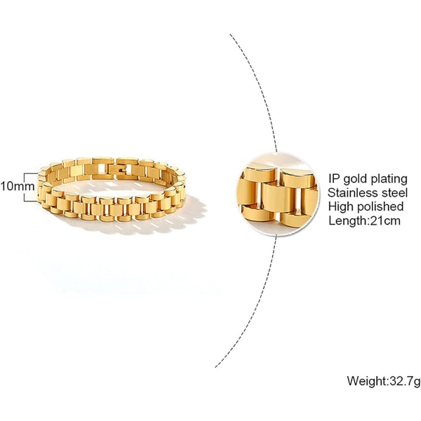 Guld Chunky Chain Armband för män och kvinnor - Rostfritt Ste
