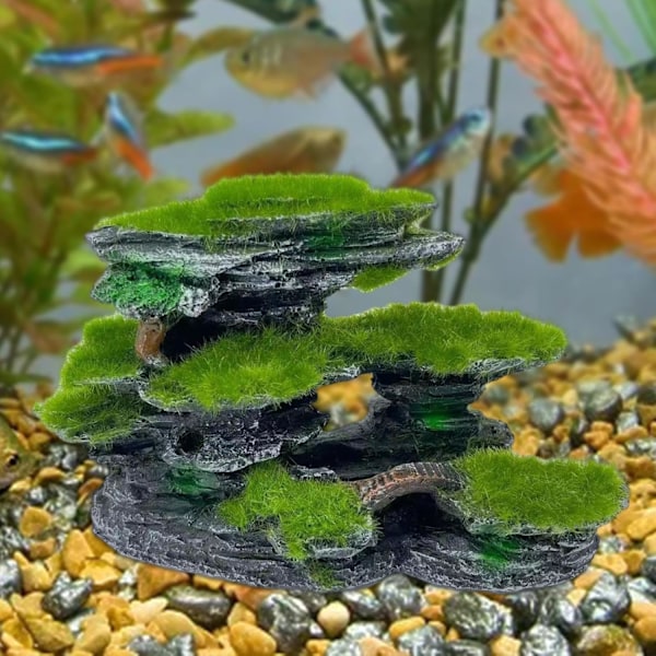 Akvarium View Stone Resin Akvarium Dekoration Betta Huler Stenlandskab, Stenhule til Fisk, Stenlandskab
