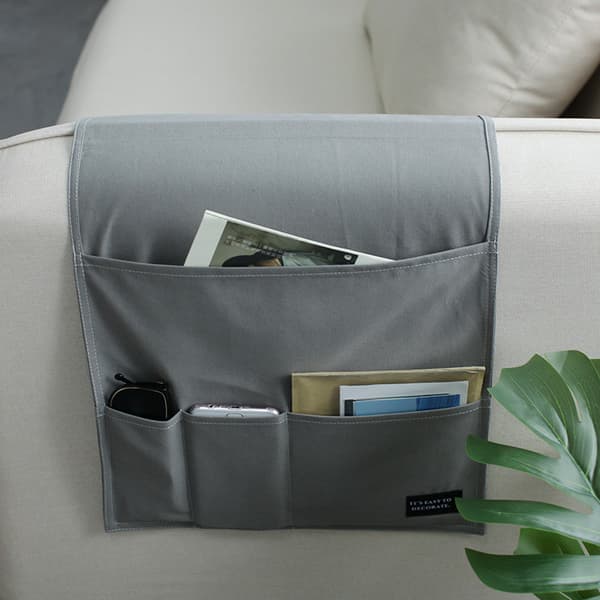 Grå Sofa Armlæn Organizer, Multifunktionel Foldbar Tote Ba
