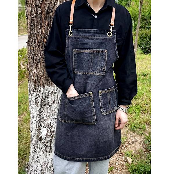 Kokkeforklæder til mænd og kvinder med store lommer, one size, cowboy