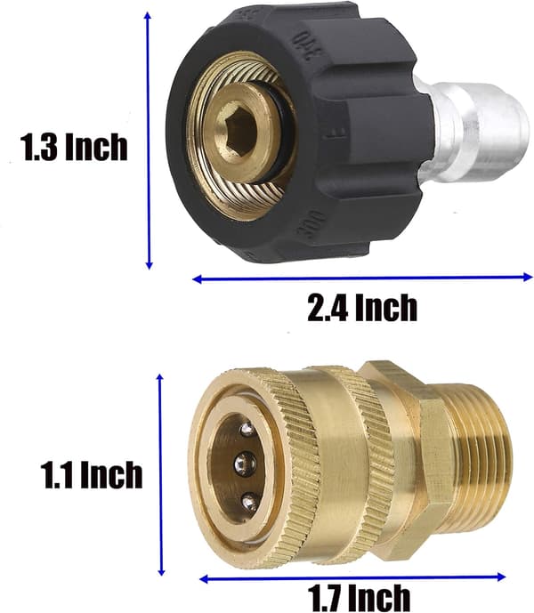 2 stk. Tool Daily Højtryksrenser Adapter Kit, Quick Connect Kit, Metrisk M22 14mm til M22 Fitting