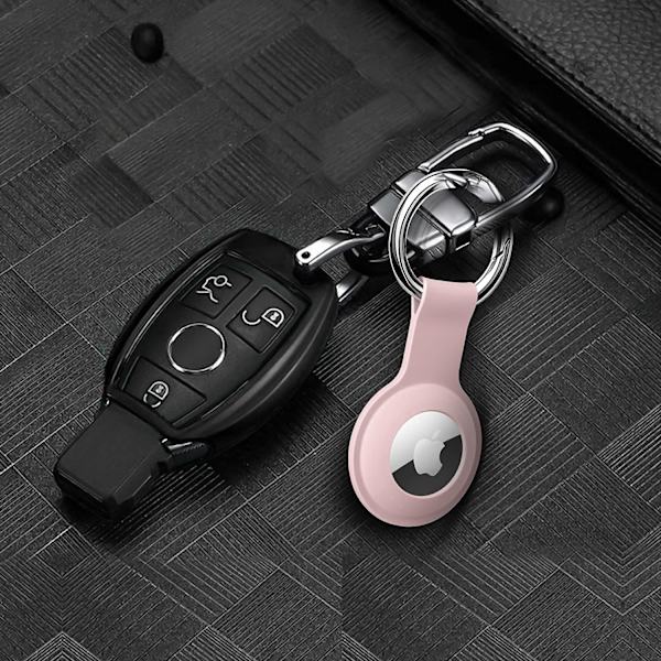 AirTag-kotelo - AirTag-avainperän silikonikotelo avaimille, laukuille, matkatavaroille, lemmikkien pannoille - Kadonneiden tavaroiden esto Pink