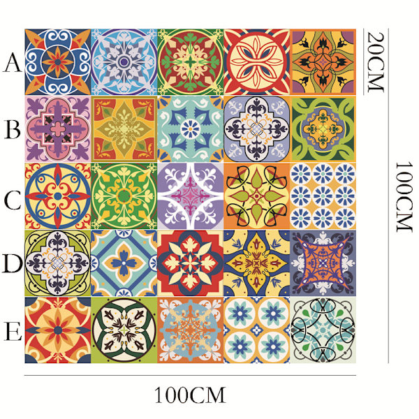 Kylpyhuoneen ja keittiön laattatarrat 5 kpl 100cm×20cm