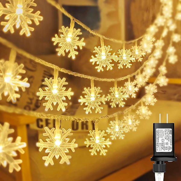 80 LED julesnefnuggelys, 32ft snefnuggelys indendørs, 8 tilstande stik i Christ