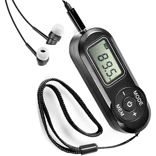 Mini Bærbar FM-radio med Digital LCD-skjerm, Hodetelefoner og Forhåndsinnstillinger for Jogging, Gåing og Reising