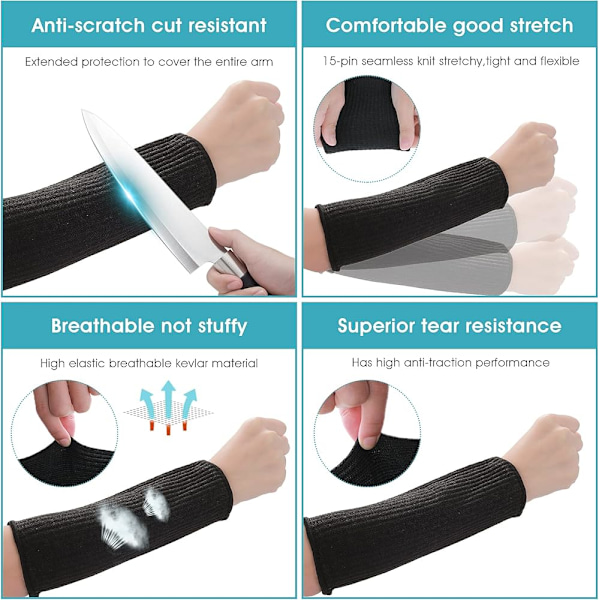 Anti-skärsäkra underarmskydd Nivå 5 Skydd Skärsäker Ärm Stickad Underarmsbandage Lämplig för Män Kvinnor Trädgårdsarbete