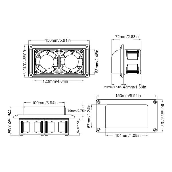RV Luftventilationsfläkt, 12V 25W Sidoluftsventilationsventilation Avgasfläkt
