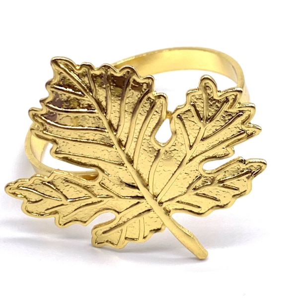 Efterårsblad Servietringe Sæt af 12, Guld Servietholdere til Thanksgiving, Efterår, Høst, Vinterferier, Jul, Aut