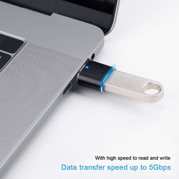 USB C til USB-adapter (4 stk.), USB C hann til USB 3.0 hunn høyhastighets OTG-kontakt kompatibel med