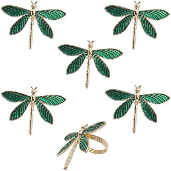6-pak Gull Serviettring Dragonfly Serviettringer Holdere Insekt Serviettringer Spenne for Thanksgiving, Jul, Familie Samling