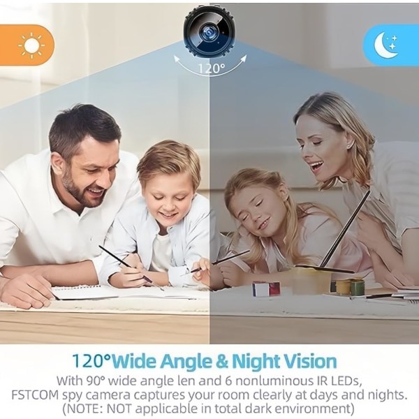 Mini-vakoilukamera ilman täyttöä HD 1080P Vakoilu WiFi-valvontakamera yökuvaus- ja ilmaisintoiminnolla, H